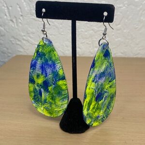 Abstract Blue and Green Earrings